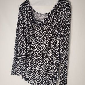 Lane Bryant Black & White Flower Blouse 18/20